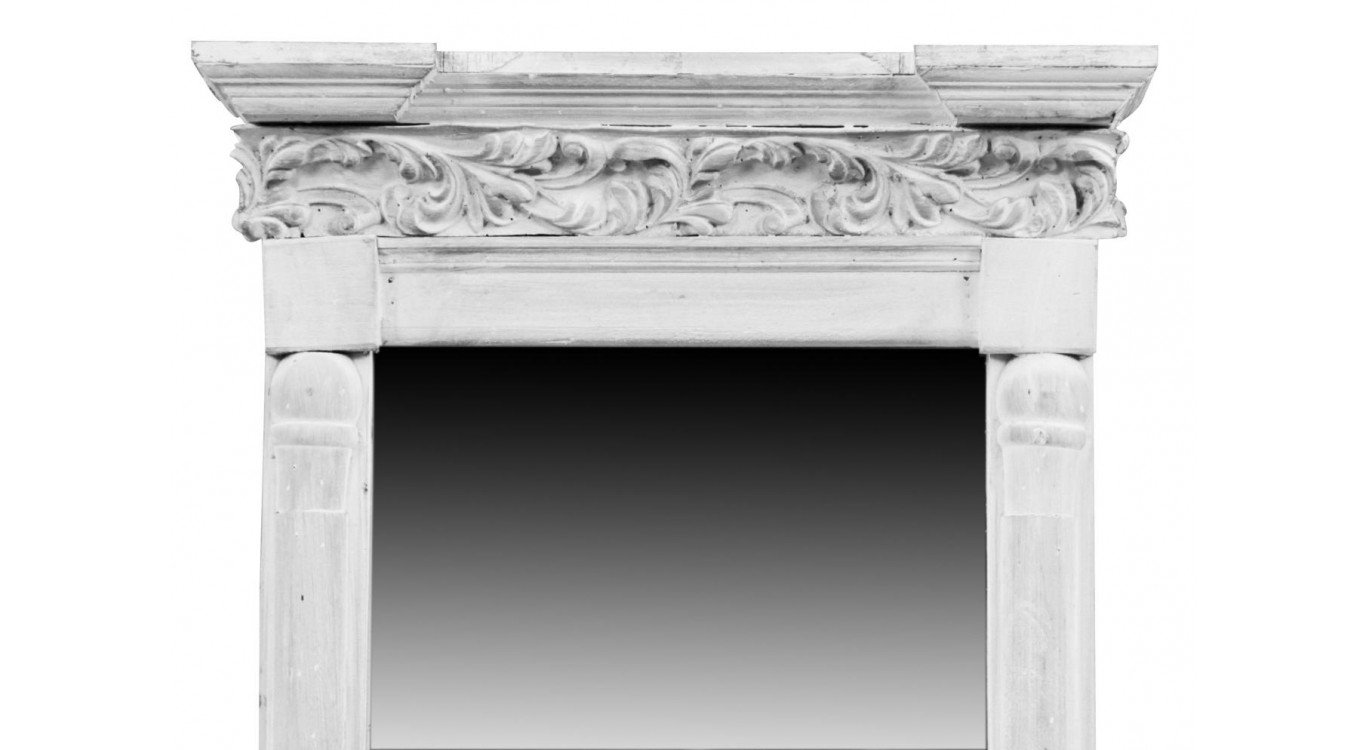 Miroir Ancien Rectangulaire Vertical Bois Cerusé Blanc 42x10x75cm