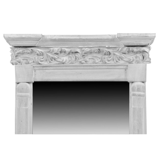Miroir Ancien Rectangulaire Vertical Bois Cerusé Blanc 42x10x75cm
