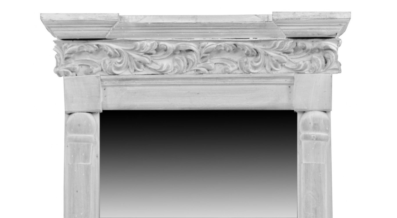 Miroir Ancien Rectangulaire Vertical Bois Cerusé Blanc 42x10x75cm