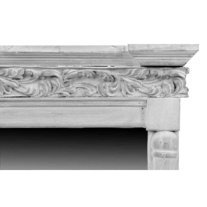 Miroir Ancien Rectangulaire Vertical Bois Cerusé Blanc 42x10x75cm