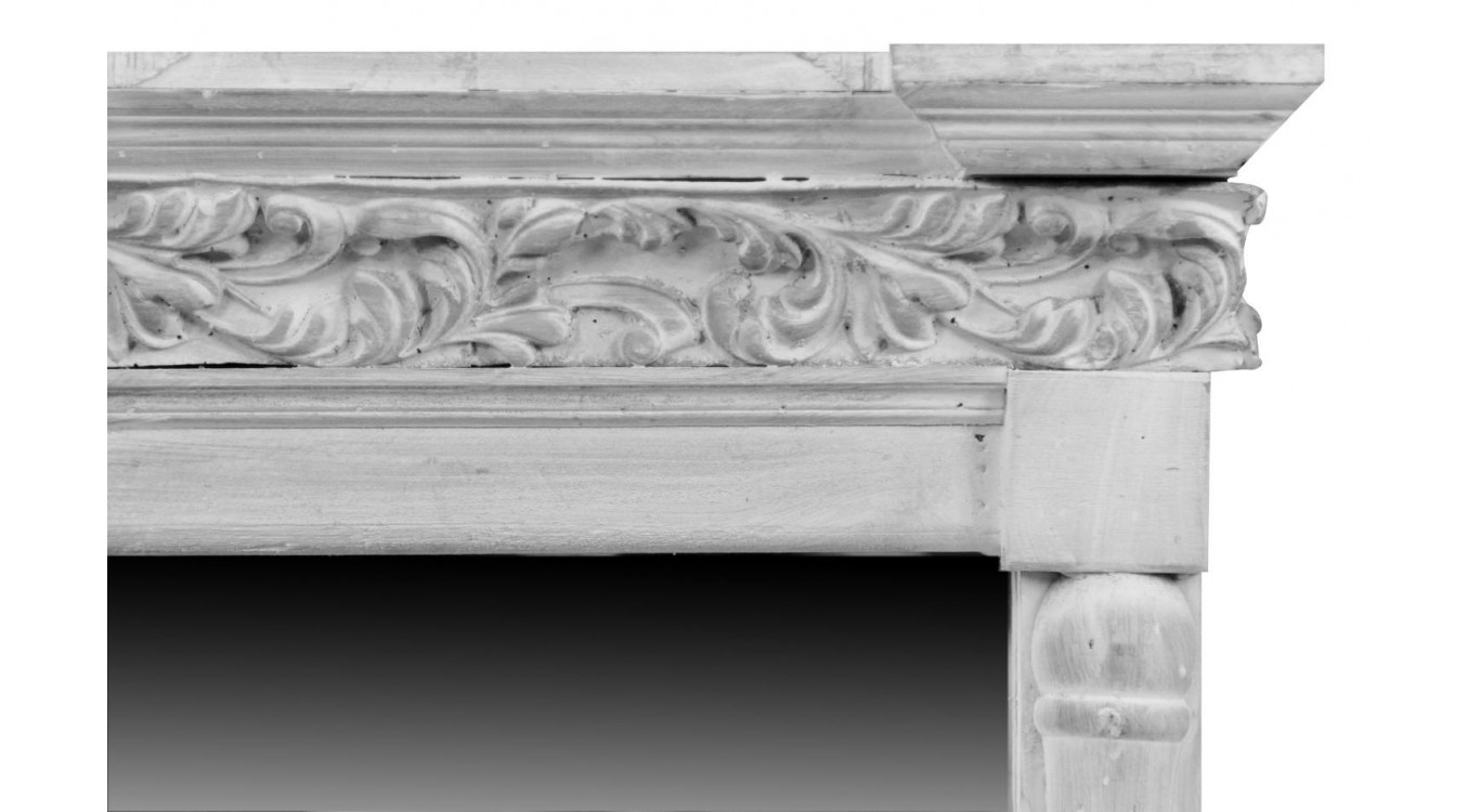 Miroir Ancien Rectangulaire Vertical Bois Cerusé Blanc 42x10x75cm