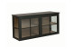 Pedestal negro con puertas de cristal