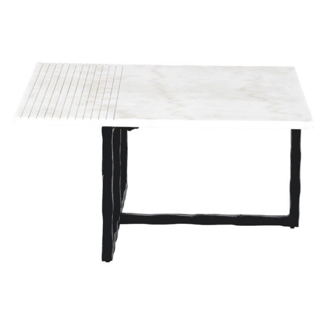 Bout De Canapé Rectangulaire Plateau Marbre Blanc