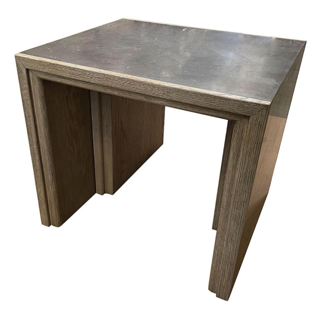 Nesting Table with Blue Stone Top and Oak Leaf