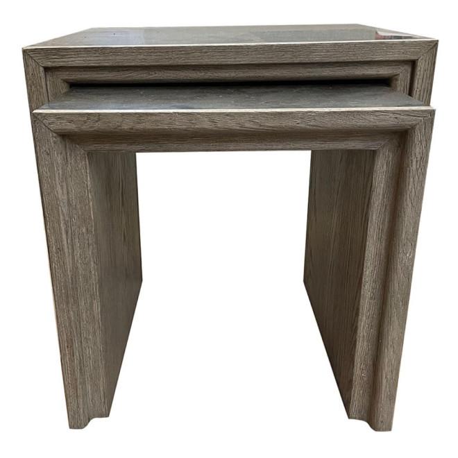 Nesting Table with Blue Stone Top and Oak Leaf