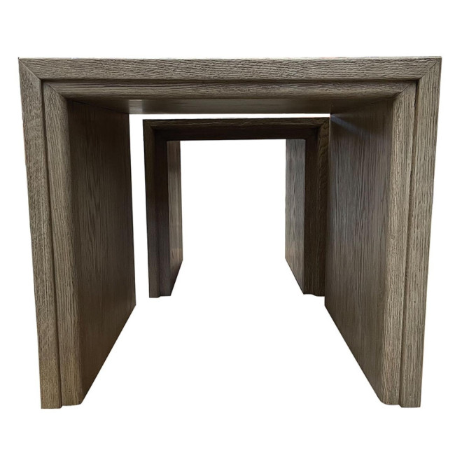 Nesting Table with Blue Stone Top and Oak Leaf