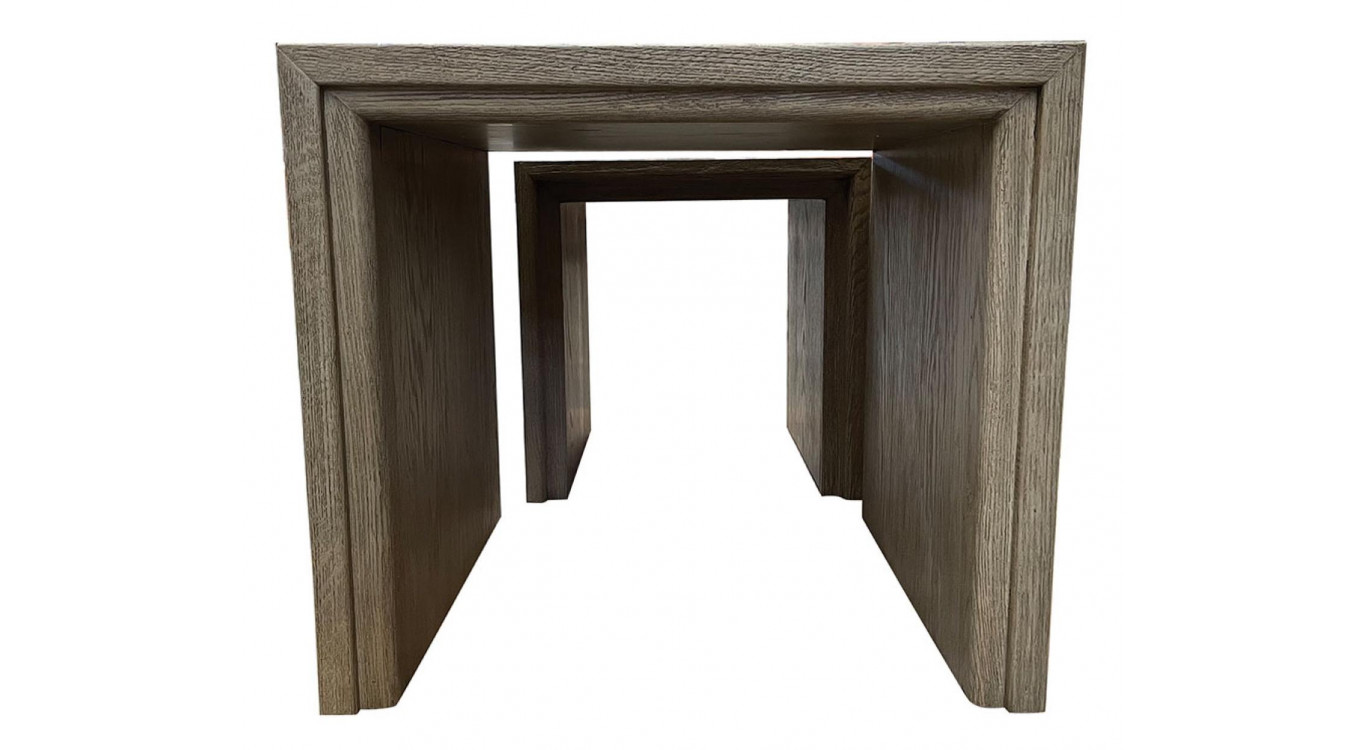 Nesting Table with Blue Stone Top and Oak Leaf