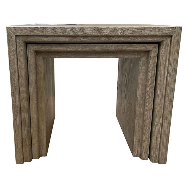 Nesting Table with Blue Stone Top and Oak Leaf