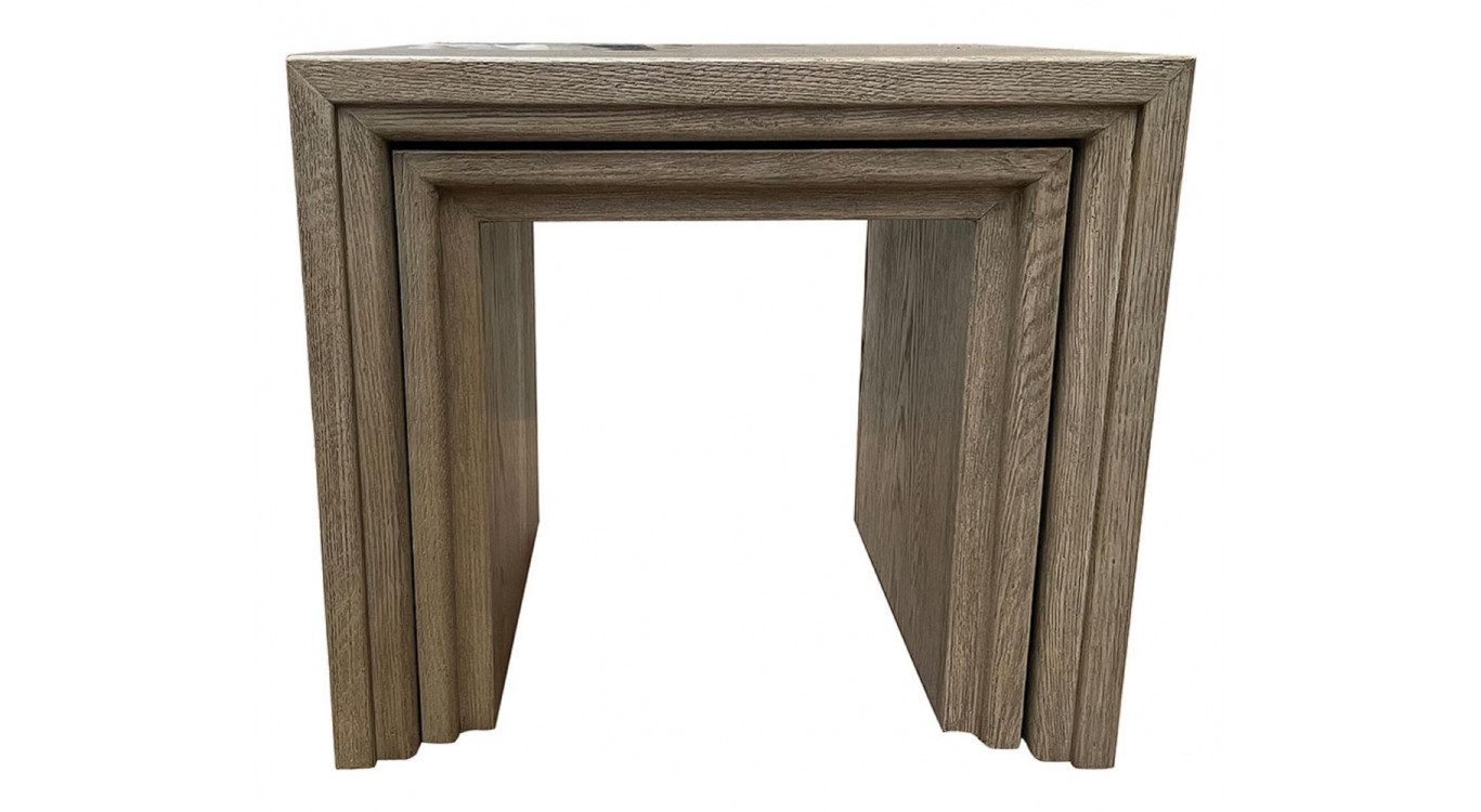 Nesting Table with Blue Stone Top and Oak Leaf