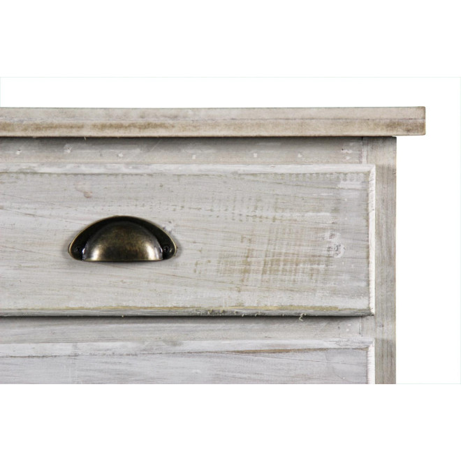 Meuble Semainier Chiffonnier Bois 6 Tiroirs Cerusé Blanc 45.5x36x108cm