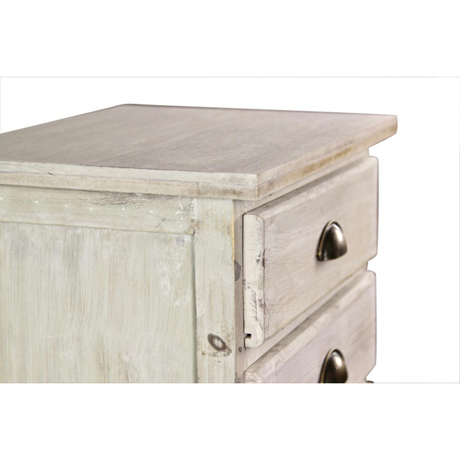 Wochenendmöbel Chiffonnier Holz 6 Schubladen Cerusé Weiß 45.5x36x108cm