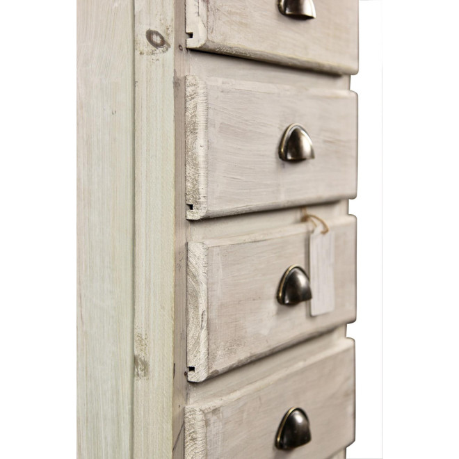 Wochenendmöbel Chiffonnier Holz 6 Schubladen Cerusé Weiß 45.5x36x108cm