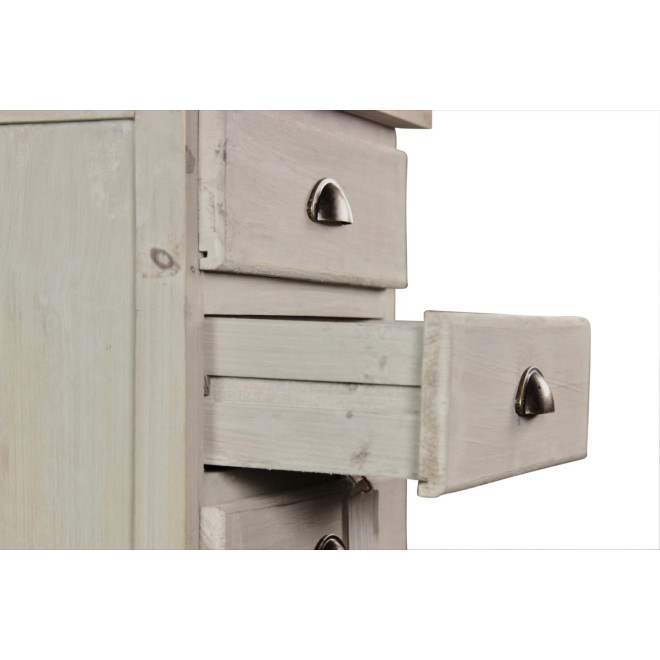 Wochenendmöbel Chiffonnier Holz 6 Schubladen Cerusé Weiß 45.5x36x108cm