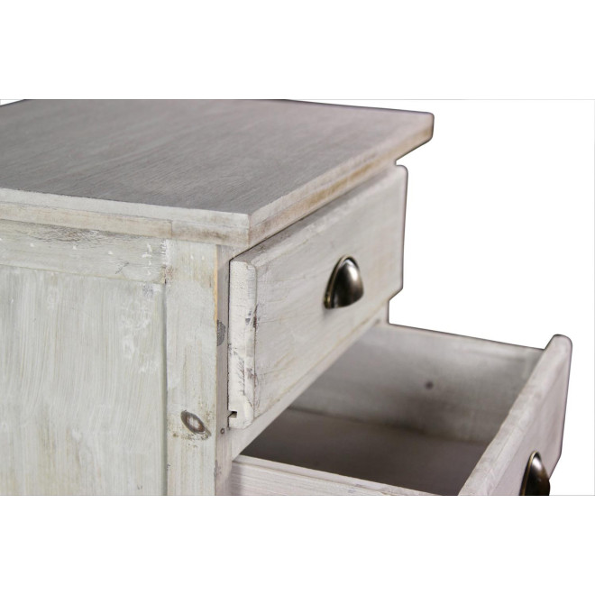Wochenendmöbel Chiffonnier Holz 6 Schubladen Cerusé Weiß 45.5x36x108cm