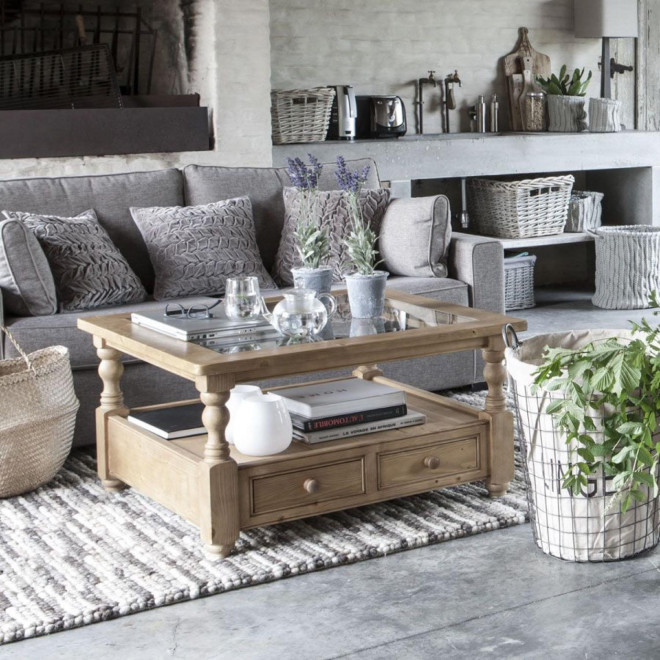 Niedriger Tisch Quadratisch Glasplatte