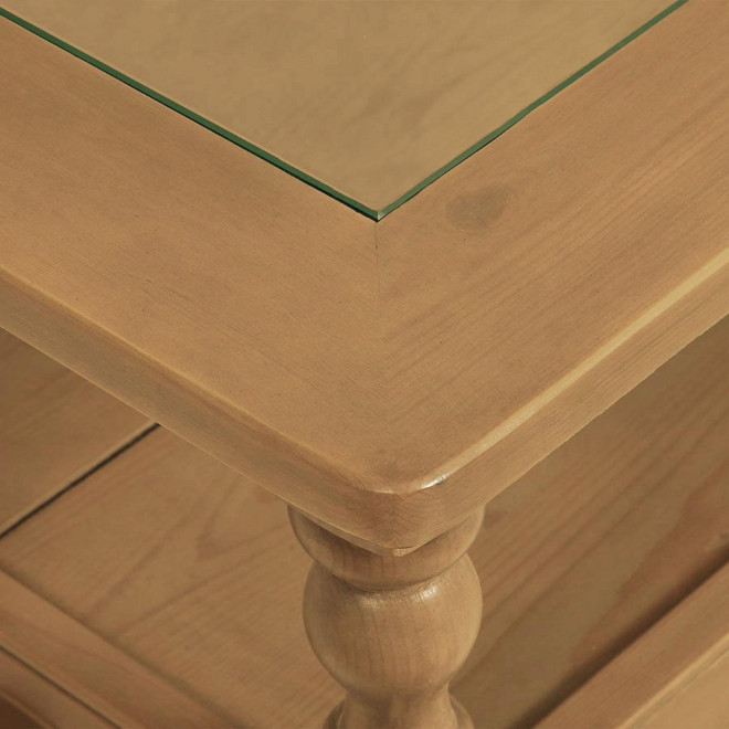 Mesa de centro cuadrada con tapa de cristal