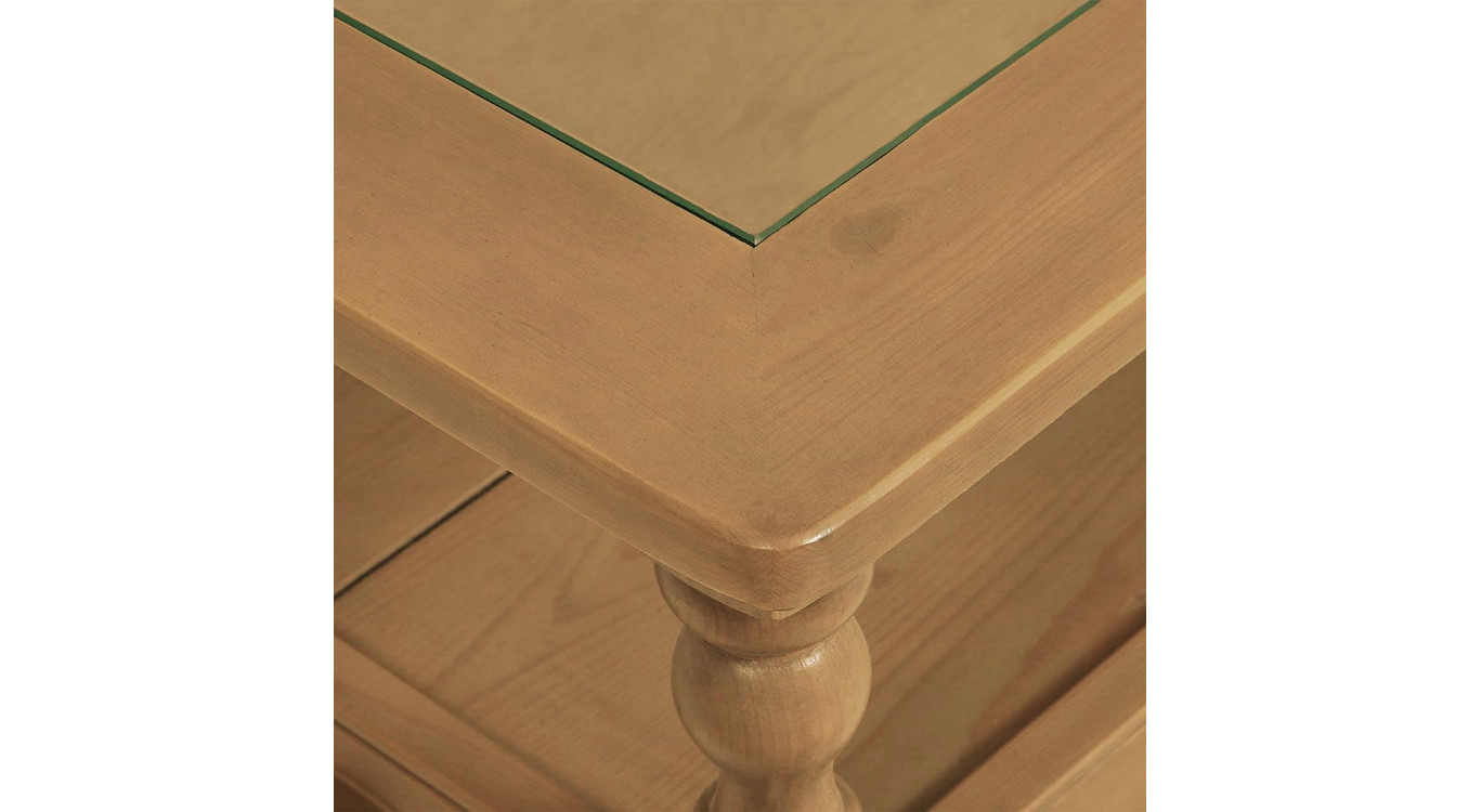 Mesa de centro cuadrada con tapa de cristal