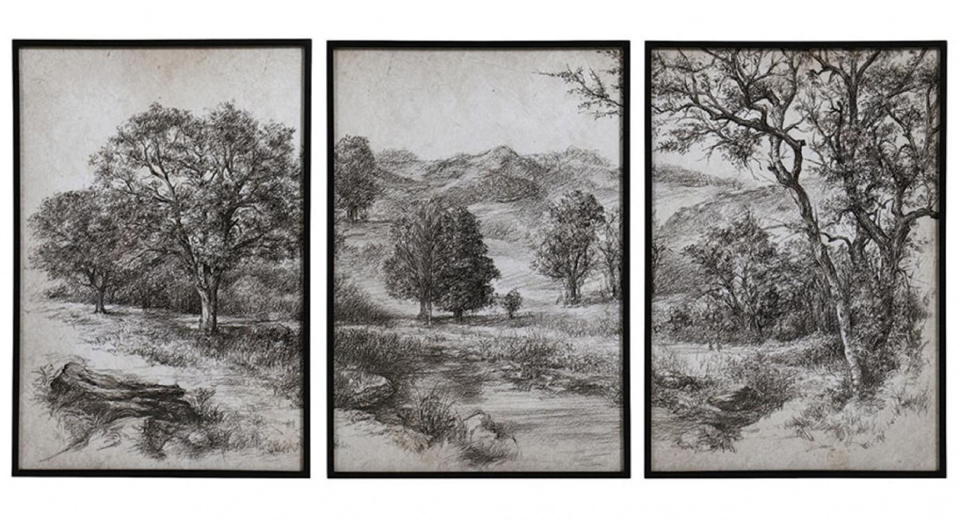 Triptyque Toile De Jouy