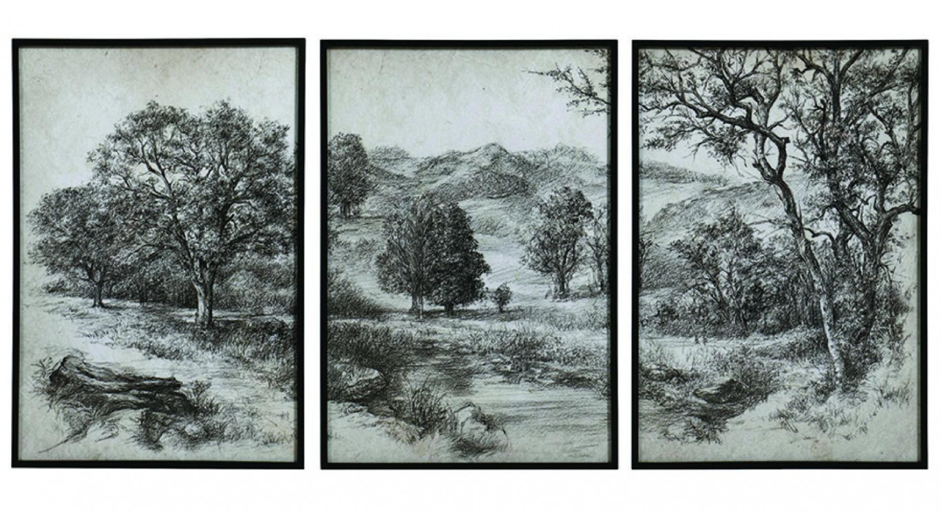 Triptyque Toile De Jouy