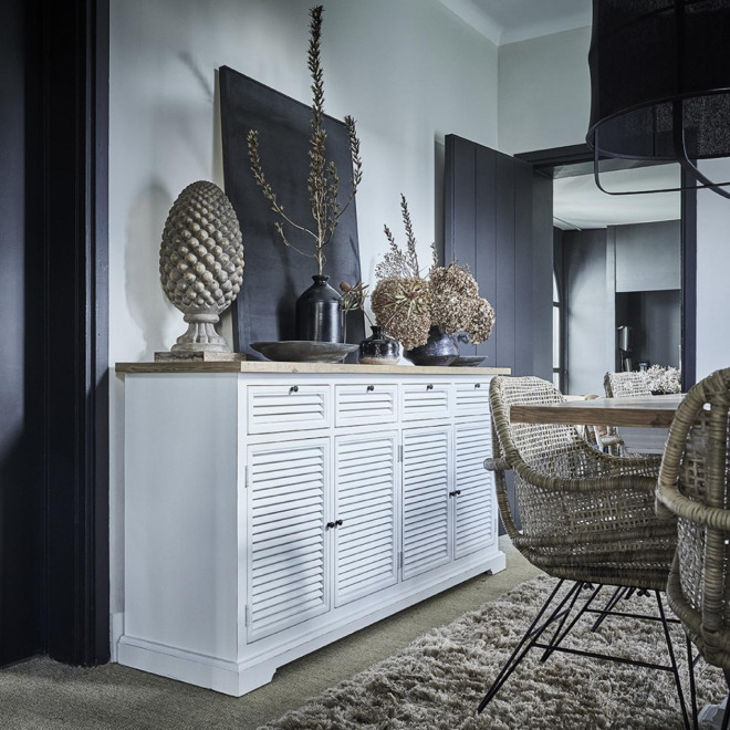 Sideboard 4 Türen 4 Schubladen Holzplatte