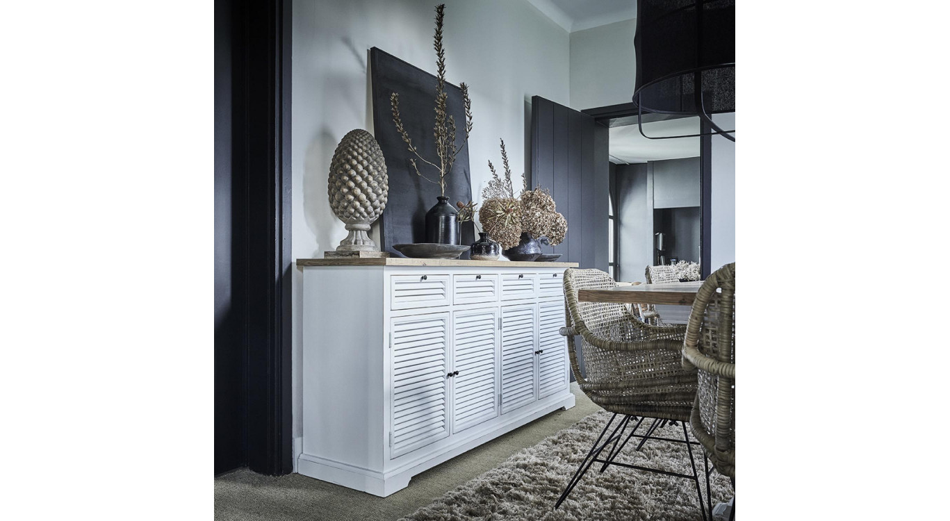 Sideboard 4 Türen 4 Schubladen Holzplatte