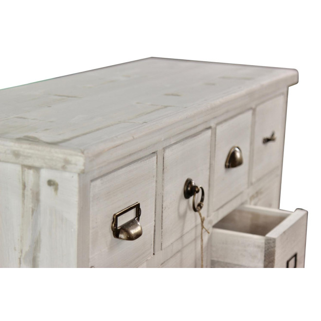 Wochenschrank Chiffonnier Grainetier Holz Cerusé Weiß 18 Schubladen 92x34.5x99cm