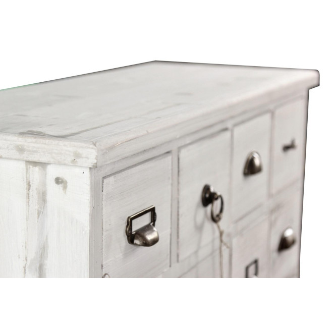 Wochenschrank Chiffonnier Grainetier Holz Cerusé Weiß 18 Schubladen 92x34.5x99cm