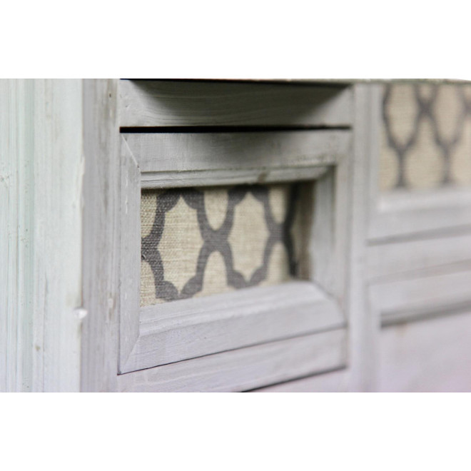 Meuble Semainier Chiffonnier Grainetier Bois Cerusé Blanc 13 Tiroirs Nu 87x32x96.5cm