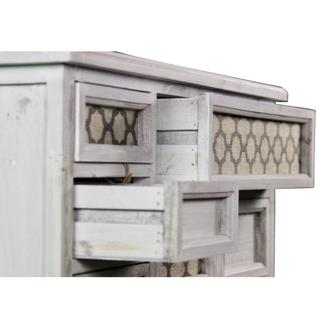 Meuble Semainier Chiffonnier Grainetier Bois Cerusé Blanc 13 Tiroirs Nu 87x32x96.5cm