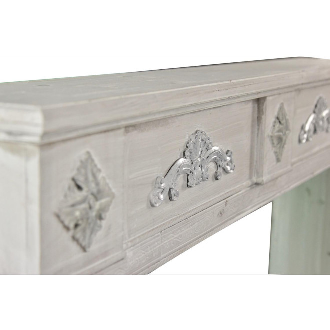 Encadrement Manteau Cheminée Bois Cerusé Blanc 137x20x113.5cm