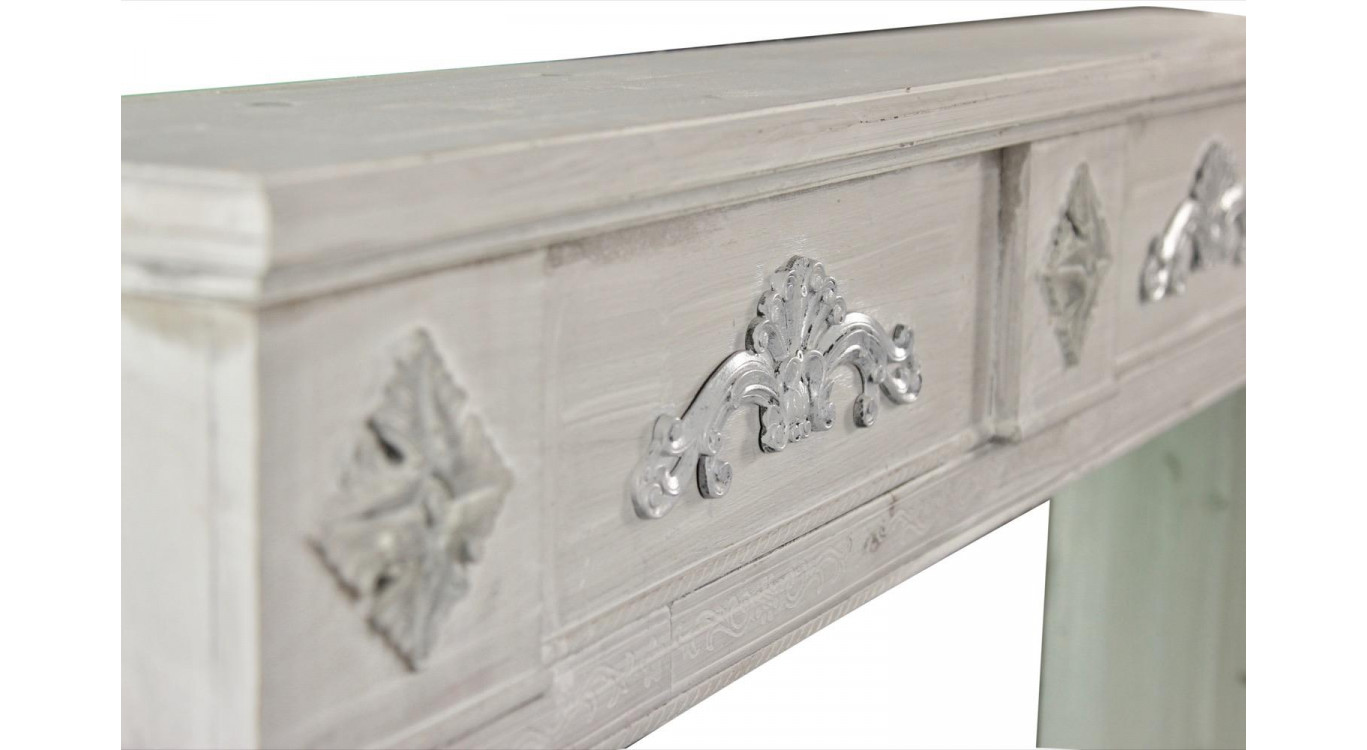 Encadrement Manteau Cheminée Bois Cerusé Blanc 137x20x113.5cm