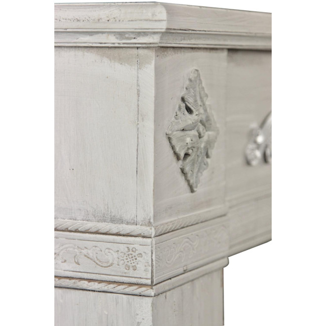 Encadrement Manteau Cheminée Bois Cerusé Blanc 137x20x113.5cm
