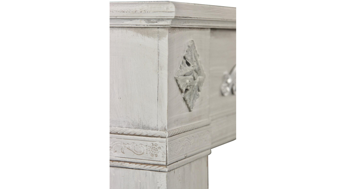 Encadrement Manteau Cheminée Bois Cerusé Blanc 137x20x113.5cm