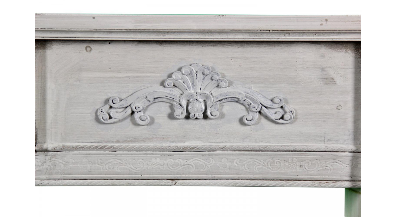 Encadrement Manteau Cheminée Bois Cerusé Blanc 137x20x113.5cm
