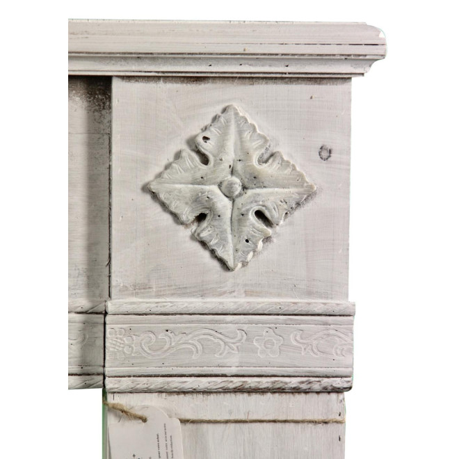 Encadrement Manteau Cheminée Bois Cerusé Blanc 137x20x113.5cm