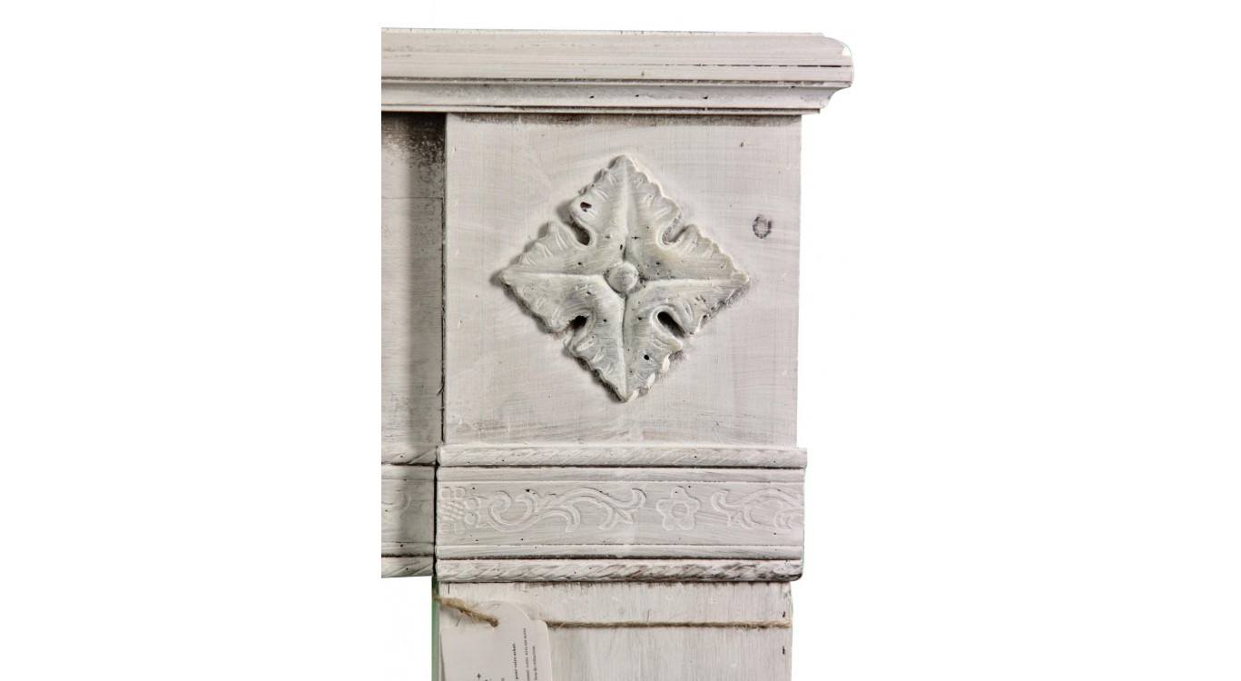 Encadrement Manteau Cheminée Bois Cerusé Blanc 137x20x113.5cm