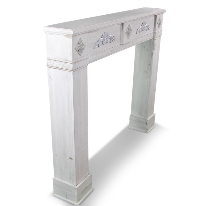 Encadrement Manteau Cheminée Bois Cerusé Blanc 137x20x113.5cm
