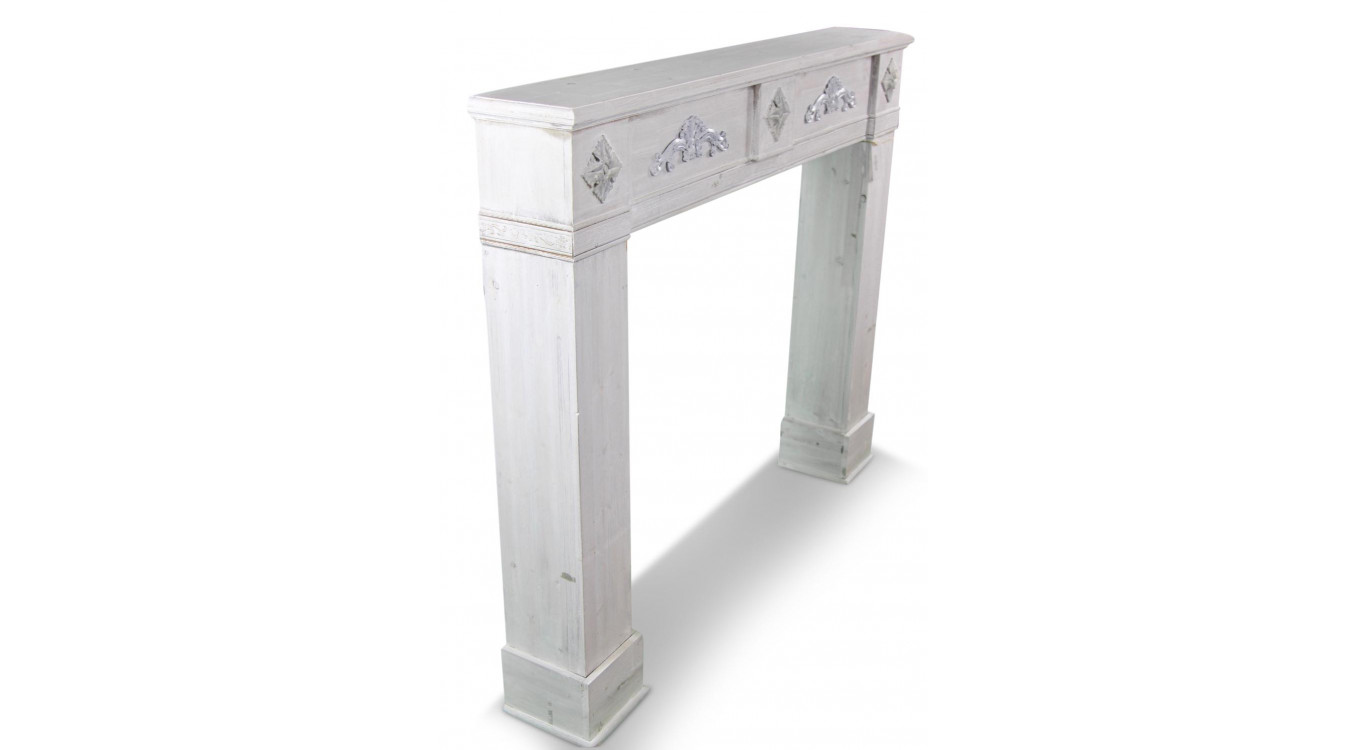 Encadrement Manteau Cheminée Bois Cerusé Blanc 137x20x113.5cm