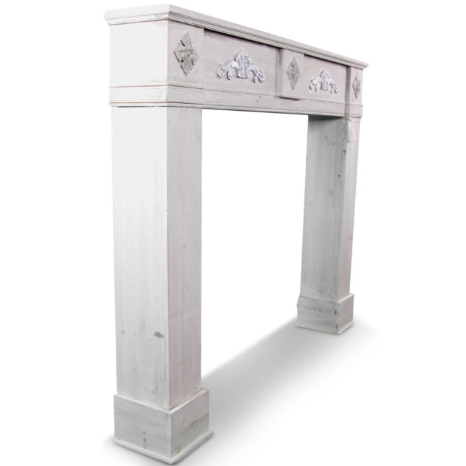 Encadrement Manteau Cheminée Bois Cerusé Blanc 137x20x113.5cm