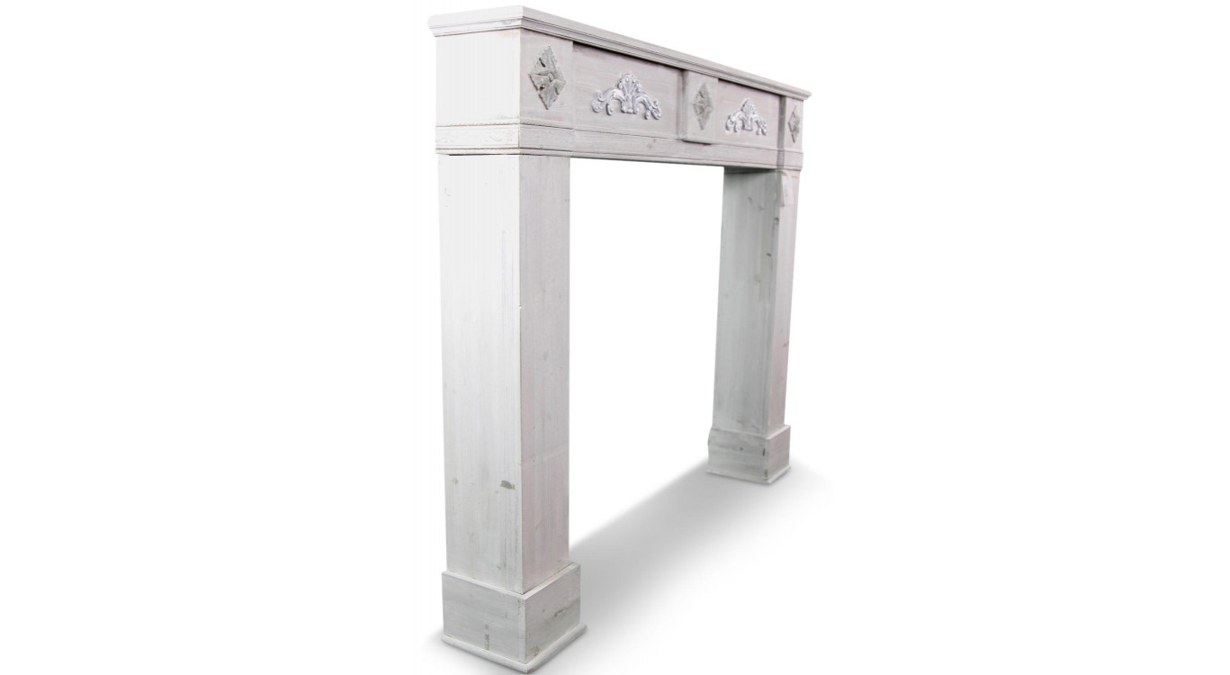 Encadrement Manteau Cheminée Bois Cerusé Blanc 137x20x113.5cm