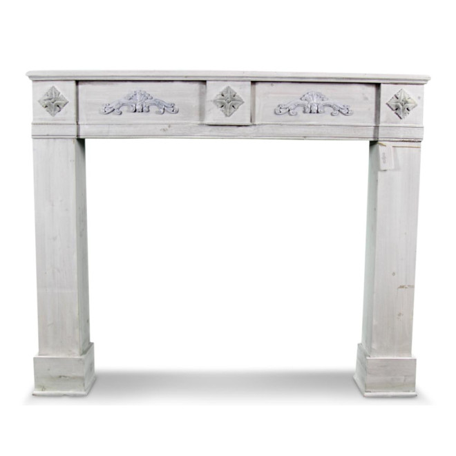 Encadrement Manteau Cheminée Bois Cerusé Blanc 137x20x113.5cm