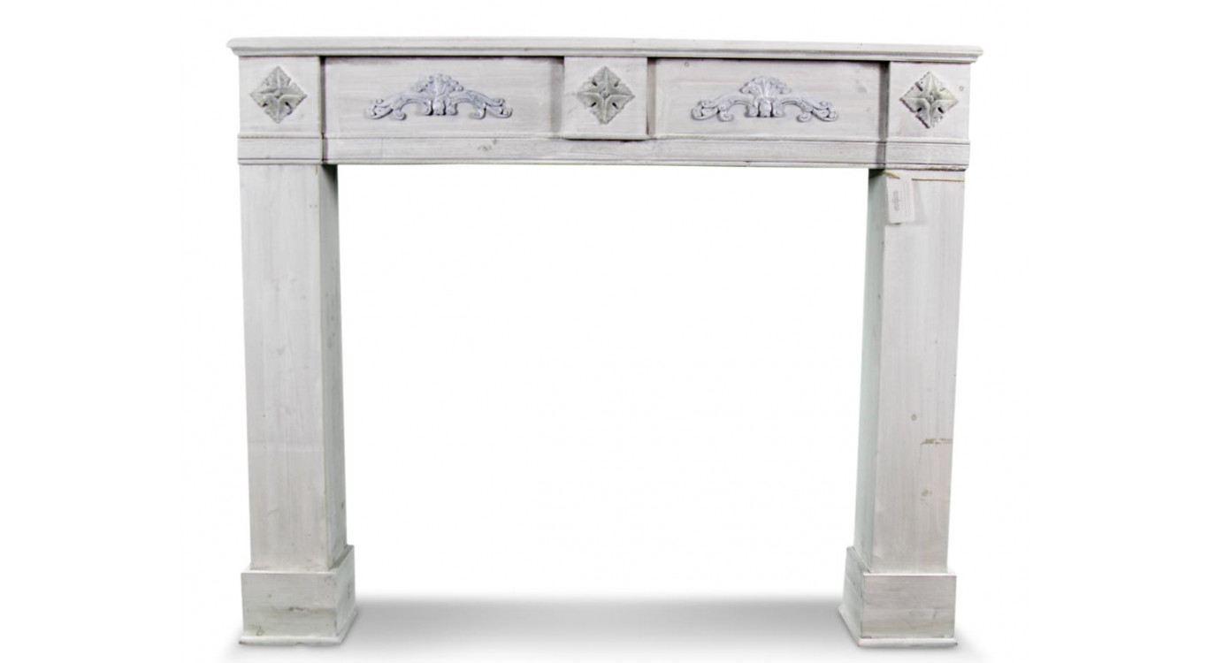 Encadrement Manteau Cheminée Bois Cerusé Blanc 137x20x113.5cm