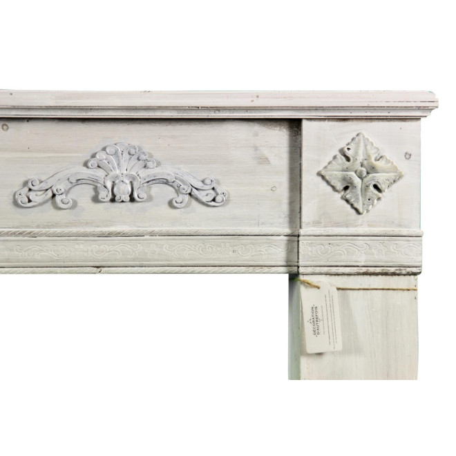 Encadrement Manteau Cheminée Bois Cerusé Blanc 137x20x113.5cm