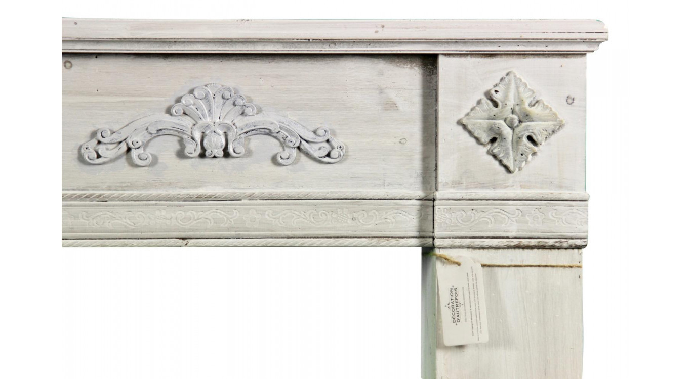 Encadrement Manteau Cheminée Bois Cerusé Blanc 137x20x113.5cm