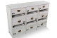 Meuble Semainier Chiffonnier Grainetier Bois Cerusé Blanc 12 Tiroirs 124x32.5x82cm