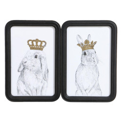 Wandbild Duo Hasen Kronen
