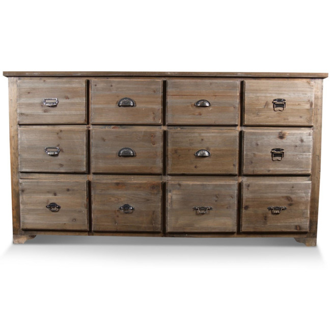 Meuble Semainier Chiffonnier Grainetier Bois 12 Tiroirs 167x54x91cm