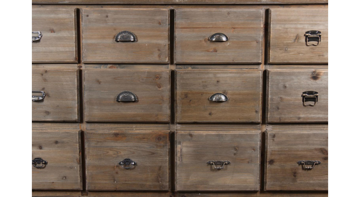 Meuble Semainier Chiffonnier Grainetier Bois 12 Tiroirs 167x54x91cm
