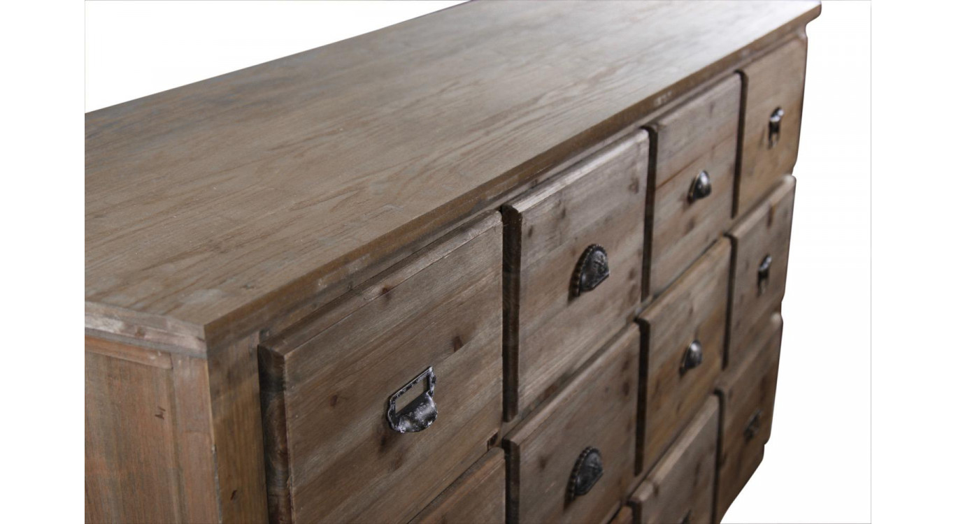Meuble Semainier Chiffonnier Grainetier Bois 12 Tiroirs 167x54x91cm