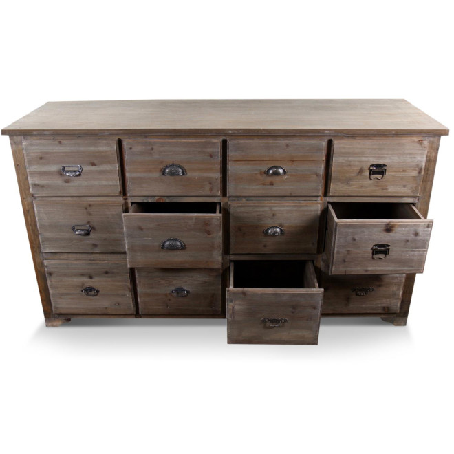 Wochenmöbel Chiffonnier Grainetier Holz 12 Schubladen 167x54x91cm